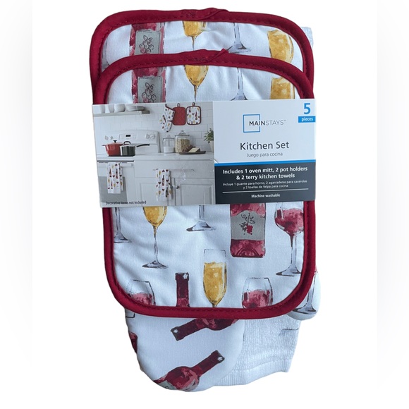 Mainstays Kitchen 5pc Wine Kitchen Towel Set Poshmark